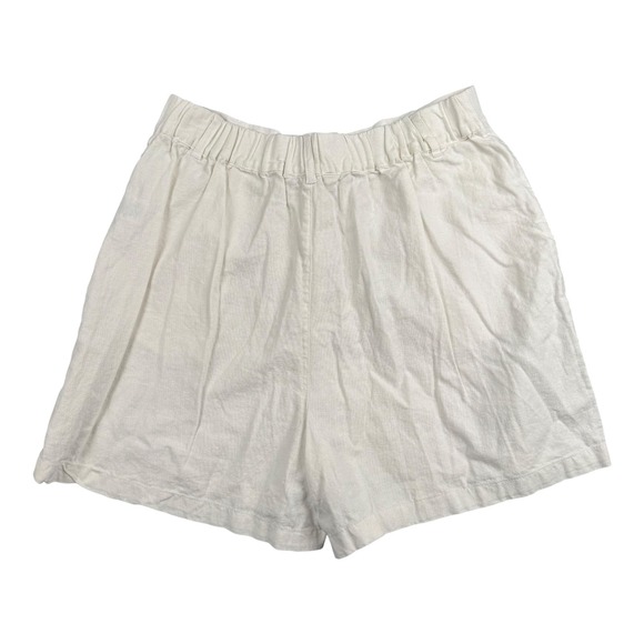 Love Tree Women Linen Blend Pleated High Waist Shorts  White Cream Large L 580 - Picture 7 of 8